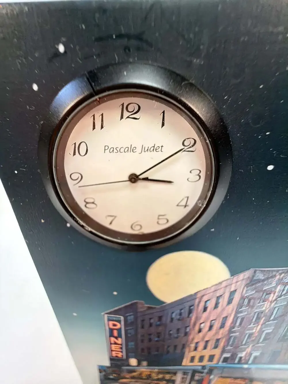 Pascale Judet Signed 2004 Street Scene Urban Diorama Shelf Clock